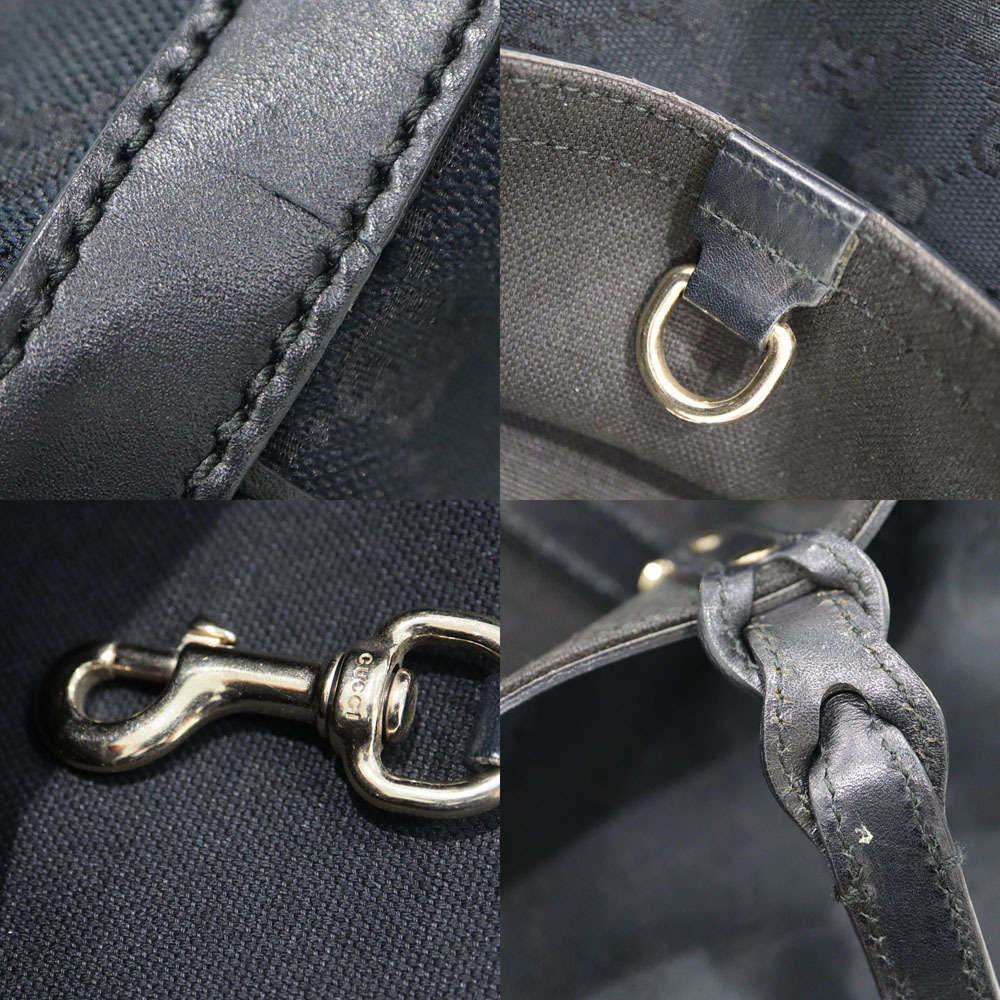 Gucci Tote Bag Canvas Leather Black GG - Picture 9 of 10